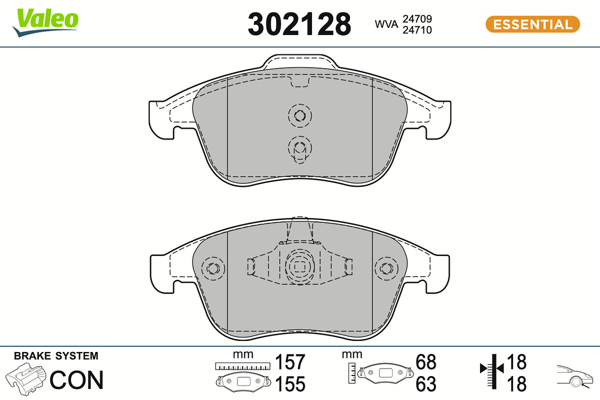 Jeu de 4 plaquettes de frein VALEO ref. 302128